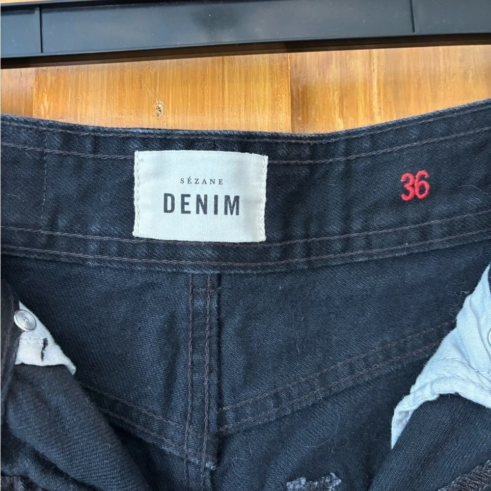 Sezane Women's High Rise Jeans - Black Le Crop - Picture 4 of 7